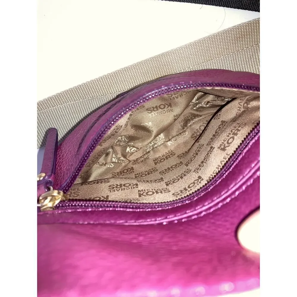 MICHAEL KORS, SMALL PURPLE LEATHER CROSSBODY BAG (ASIS)